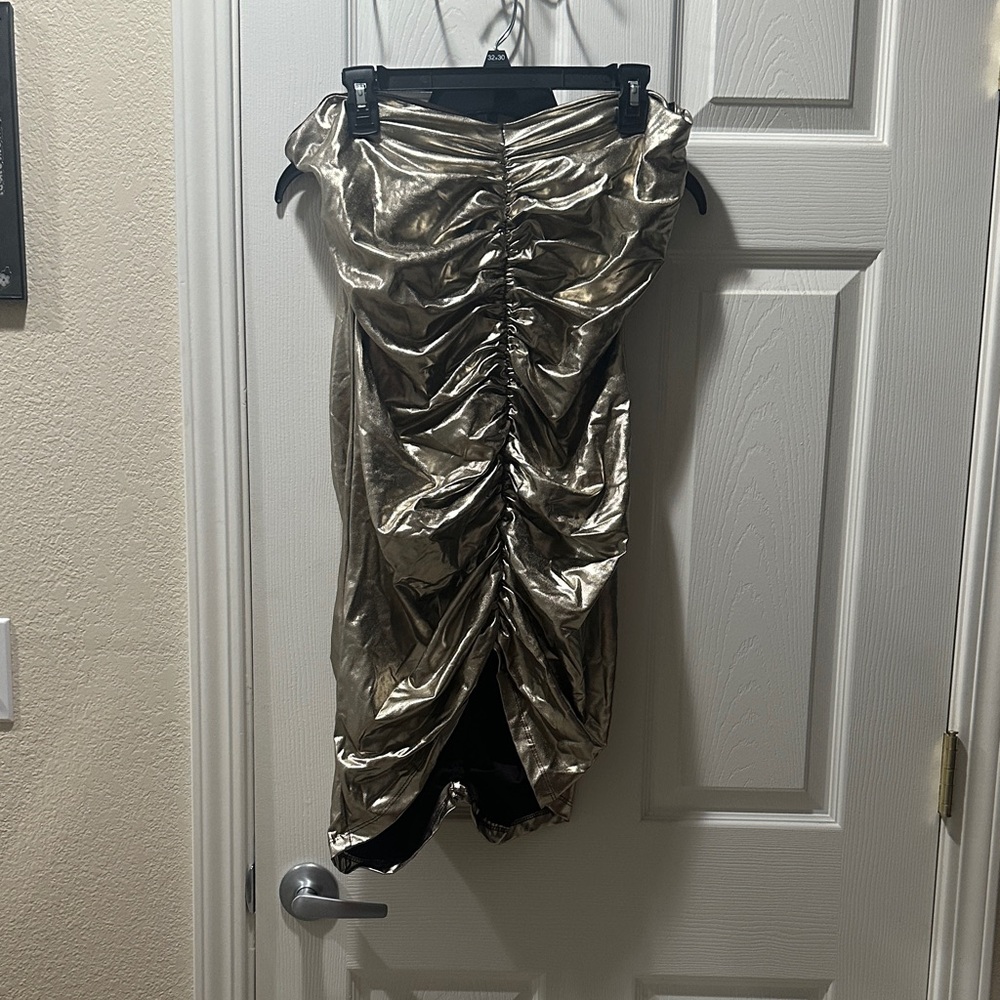 Gold Ruched Women's Skirt